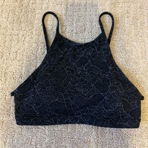 Lululemon Floral High Neck Black Sports Bra